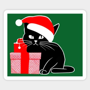 Black Christmas Cat Magnet